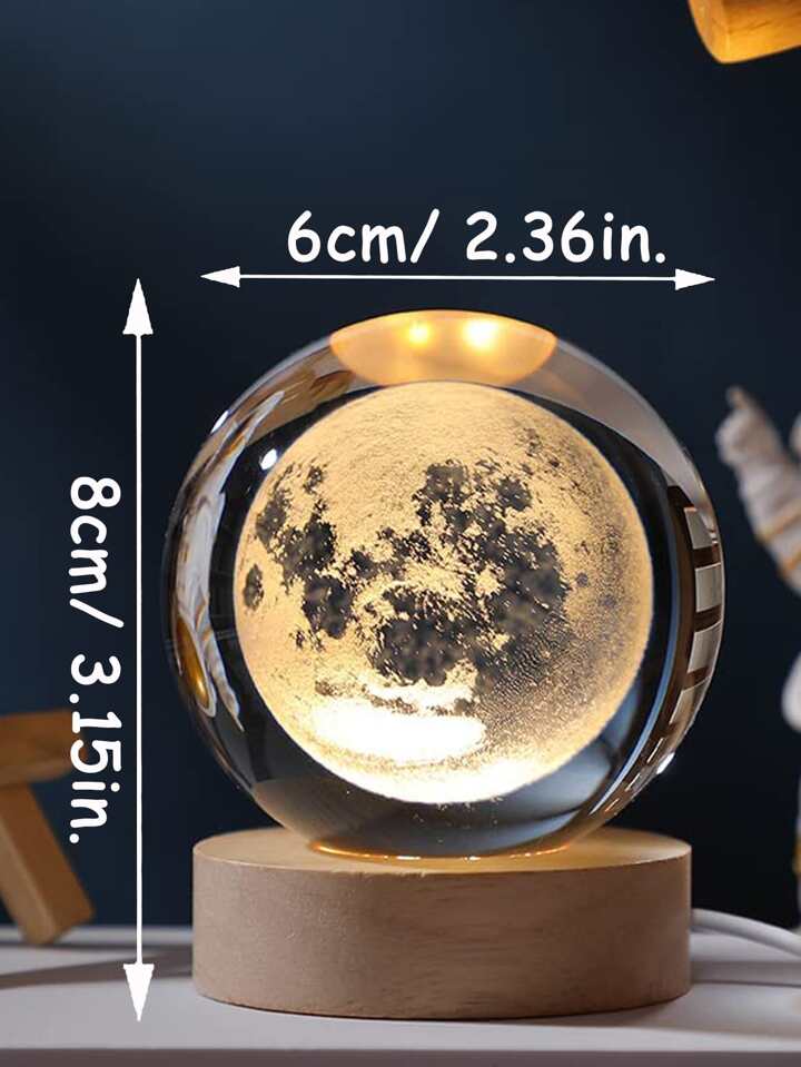 Unique 3D Crystal Ball Lamp Night Light Home Desktop Decoration Moon Lamp USB interface