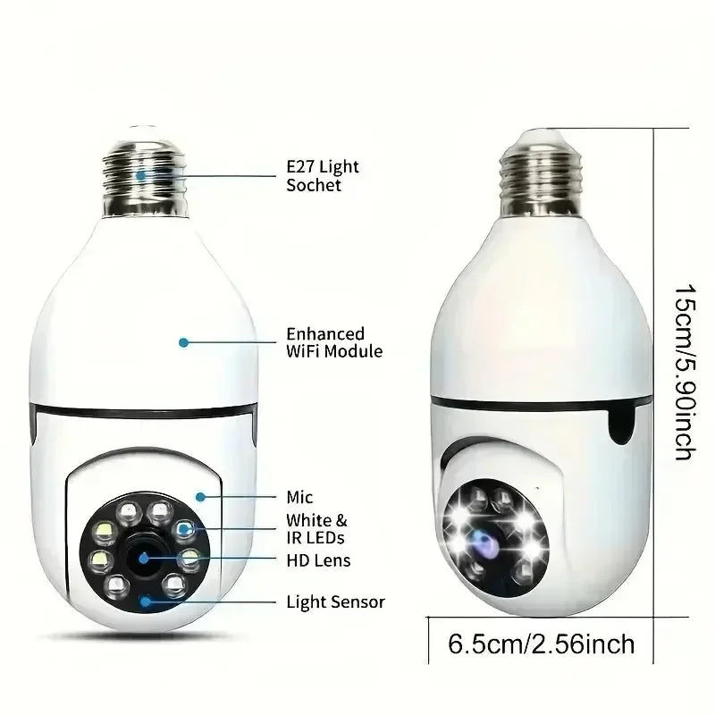 HD E27 2.4GHz V380 WiFi 1080P Night Vision Wireless 360 Degree CCTV Security Light 360 Panoramic Bulb Camera