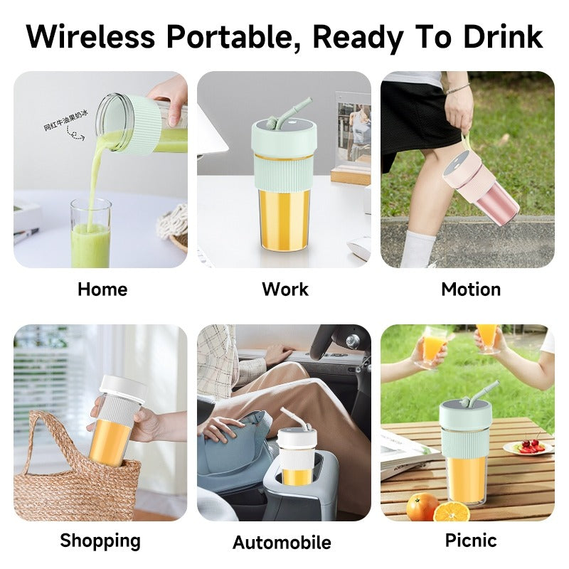 Mini Straw Juice Cup USB Rechargeable Multifunctional Portable Fruit and Vegetable Wireless Juicer Smoothie Blender