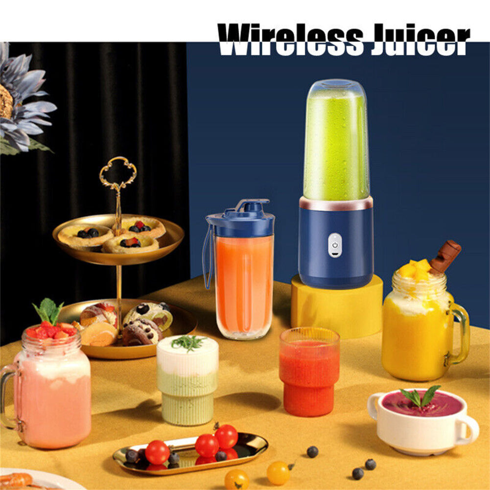 400ml 6 Mini Juicer Cup USB Rechargeable Portable Blender for Shakes Travel Juicer Cup