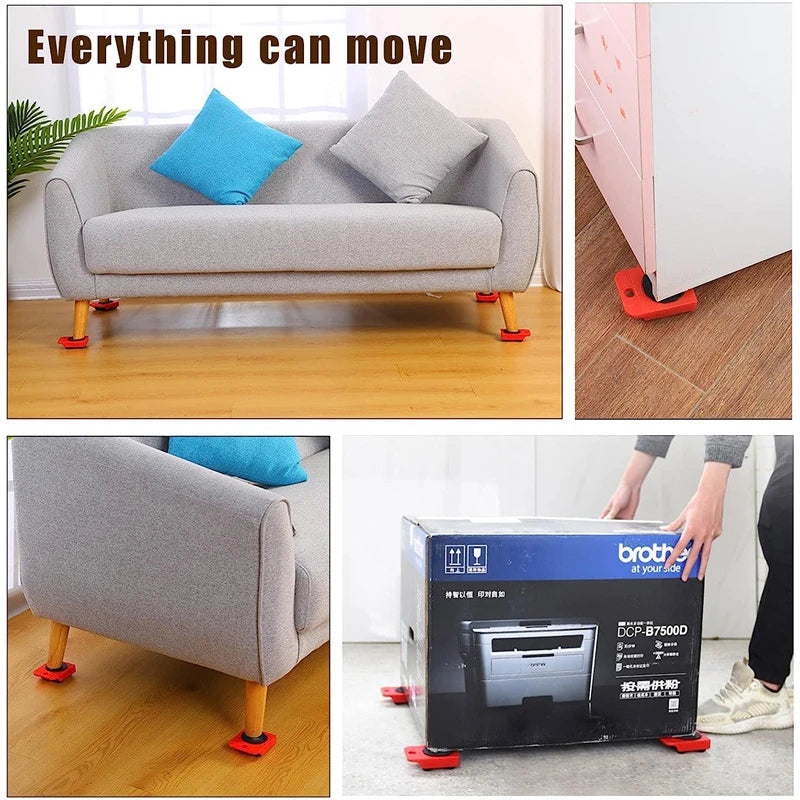 New Professional Furniture Mover Tool Set Heavy Stuffs Transport Lifter Wheeled Mover Roller with Wheel Bar Moving Hand Device