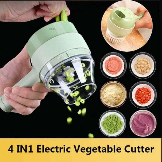 Handheld Electric Vegetable Slicer Set 4 in 1 Kitchen Tool USB Charging  Automatic Garlic Crusher Presser Meat Grinder