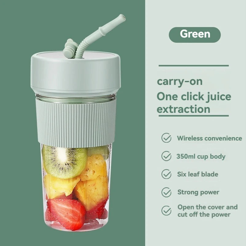 Mini Straw Juice Cup USB Rechargeable Multifunctional Portable Fruit and Vegetable Wireless Juicer Smoothie Blender