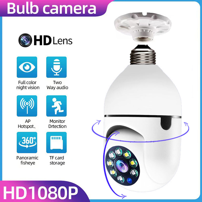 HD E27 2.4GHz V380 WiFi 1080P Night Vision Wireless 360 Degree CCTV Security Light 360 Panoramic Bulb Camera