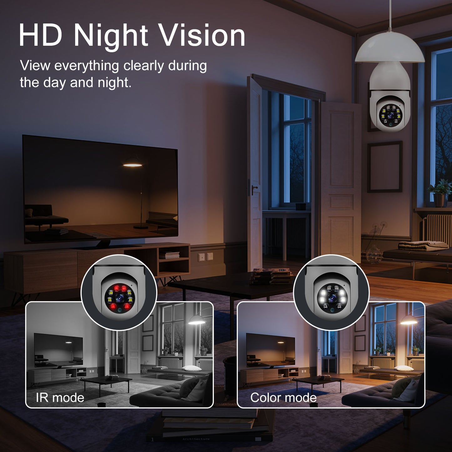 HD E27 2.4GHz V380 WiFi 1080P Night Vision Wireless 360 Degree CCTV Security Light 360 Panoramic Bulb Camera