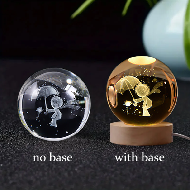 Unique 3D Crystal Ball Lamp Night Light Home Desktop Decoration Moon Lamp USB interface